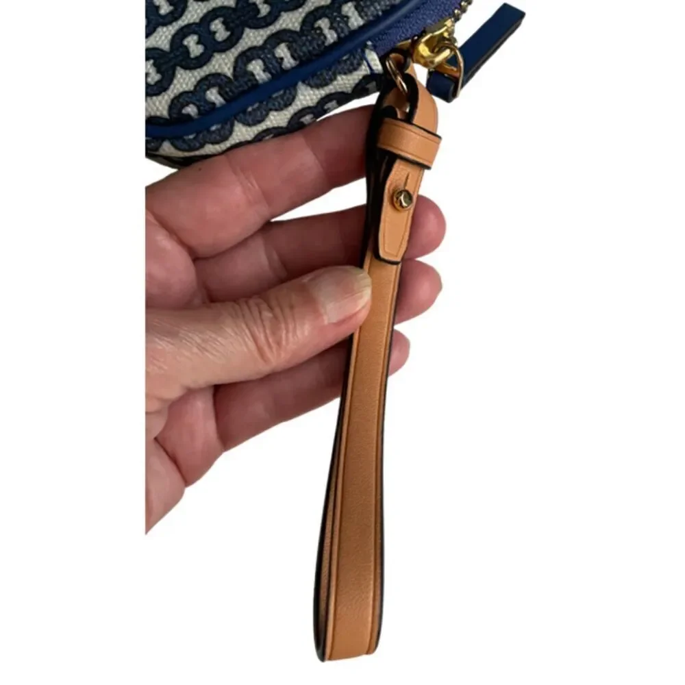 Tory Burch Blue & Cream Wristlet Clutch